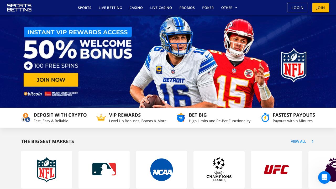 Top fold screenshot of the SportsBetting.ag Poker website homepage