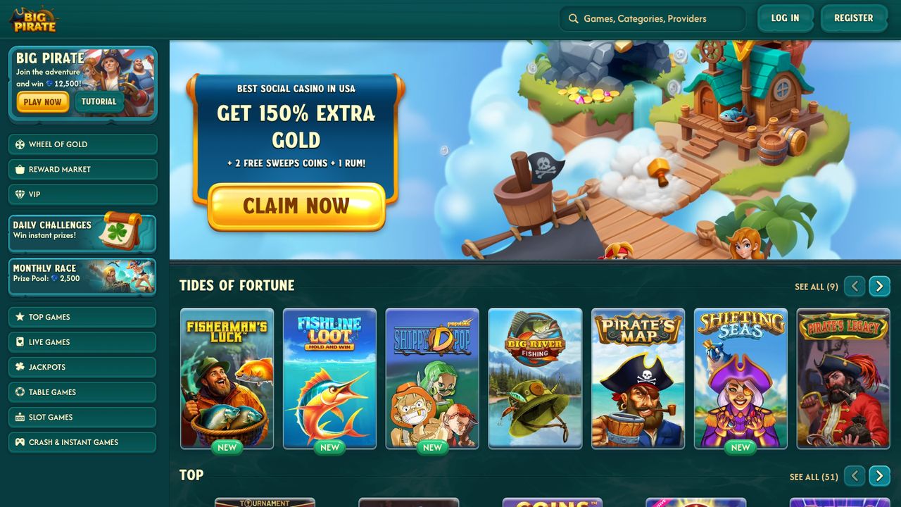 Big Pirate homepage, captured October 2026