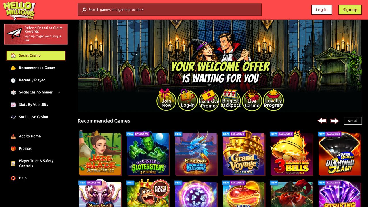 HelloMillions homepage, captured October 2026