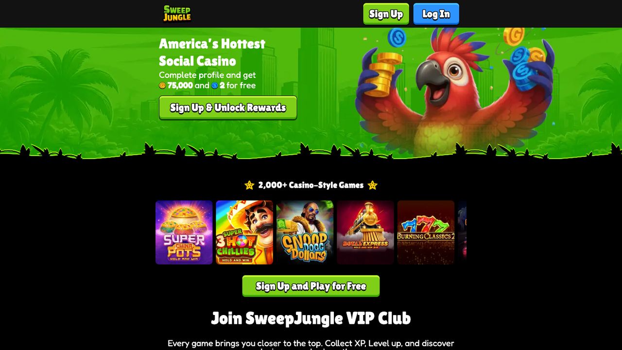 SweepJungle homepage, captured October 2026