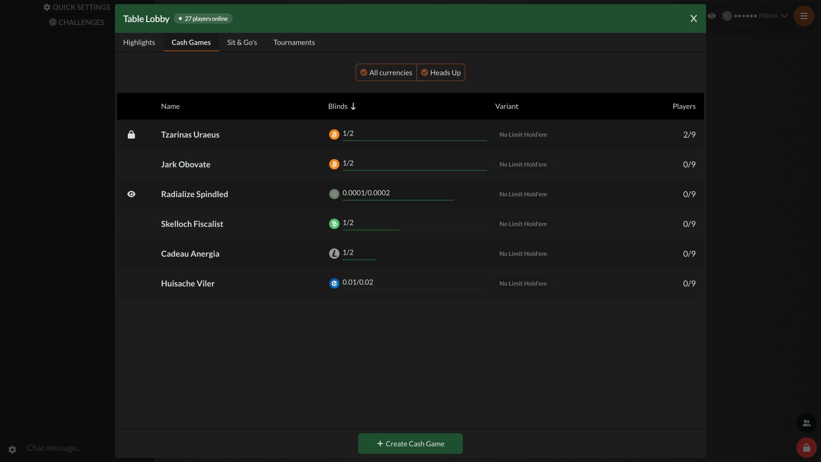 Top fold screenshot of the Blockchain Poker website homepage